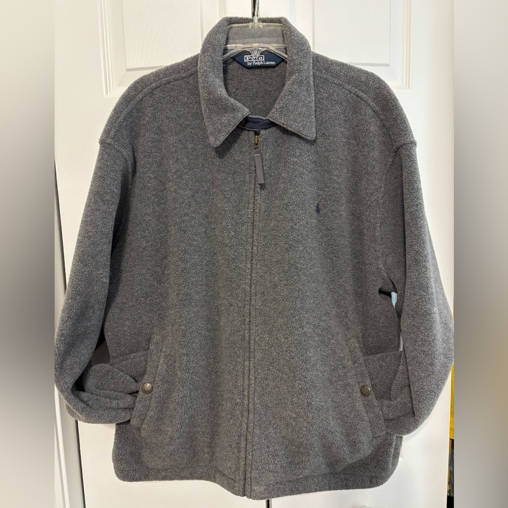 Polo Ralph Lauren Polartec Fleece spring Jacket Men’s XL Gray Full Zip Pony Logo